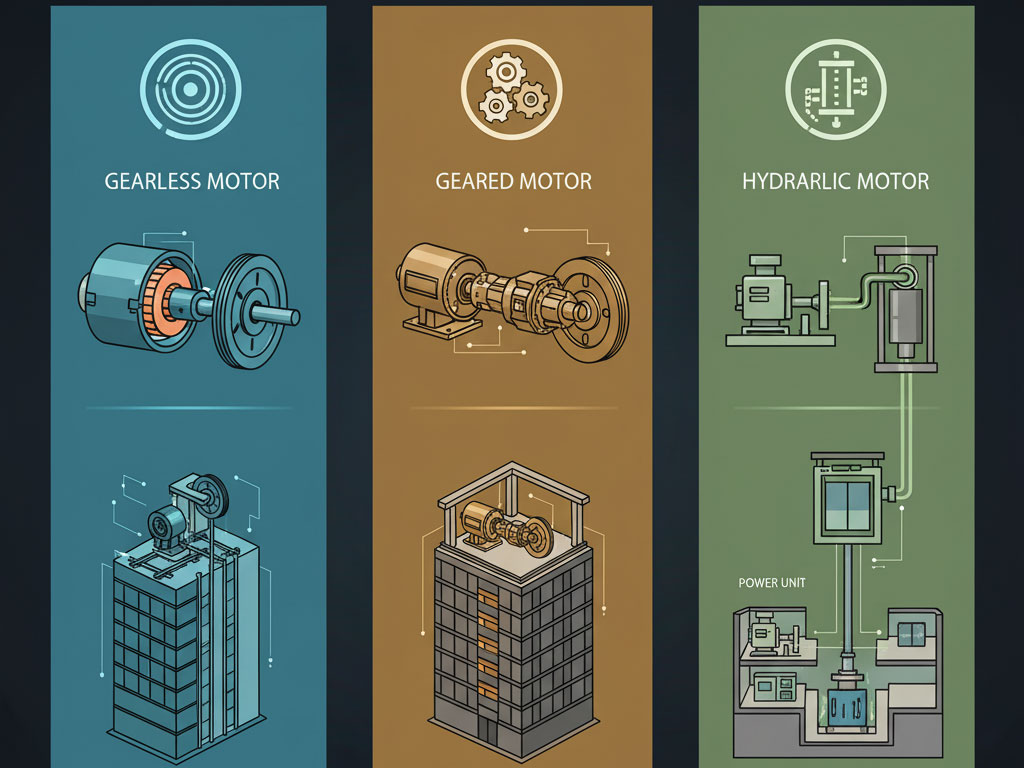 انواع موتورهای استفاده شده در آسانسور